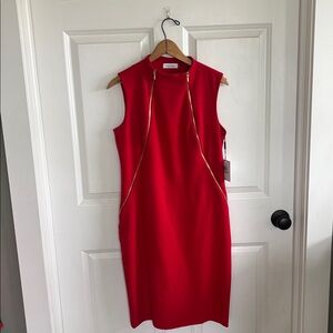 Calvin Klein Zipper Sheath Dress Career Knee Length